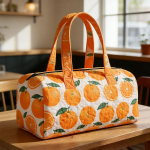 Tepitud Duffel-kott 3D Oranži Prindiga Reisi-k&auml;ekott Spordiklubi kott Rannakott Boheemlaslik Vabaaeg Puhkus Kruiis Telkimine Isoleeritud Piknikukott 16''x8''x8''
