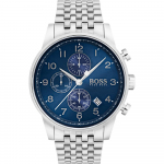 Hugo Boss 1513498 meeste k&auml;ekell H&otilde;bedane rihm Sinine sihverplaat 44 mm + karp