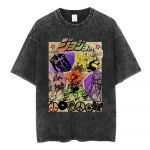 JoJo veider seiklus: Kuldse Tuule tegelaste kollaažiga vintage pestud oversized t-s&auml;rk | Unisex anime t&auml;navar&otilde;ivaste tee S