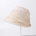 Prantsuse elegantne plisseeritud &auml;mbrik&uuml;bar naistele Suvine p&auml;ikesekaitse Hingav linane kloshk&uuml;bar Kokkupandav rannak&uuml;bar Vintage Panama m&uuml;tsid M 56-58cm white