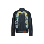 Evisu Tikitud Panda Ja Lilleline Laine Muster Suur M Denim Jakk Meeste Jakk Denim-Sinine 2ESHTM4DJ7005XXDP M black