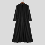 INCERUN S&uuml;gismeeste pikkade varrukatega avatud eest pikk kampsunmantlid Maxi tuulejakk taskutega 4XL black