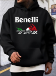 Raskekaaluline kapuutsiga pusa - Must pullover Benelli graafikaga M black