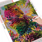 Huacani 3D Teemantmaaling Leopard 5D Teemantmosaiik T&auml;isruudukujuline Teemanttikandid V&auml;rvikas loom 3D Ristpistes seinakunst Full Square 20*30 cm
