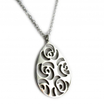 Altesse [L0377] - Collier acier 'Flora' argent&eacute; h&otilde;be