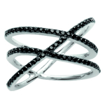 Bague Argent 'Sissi' noir argent&eacute; (rhodi&eacute;) - 15 mm 58 must