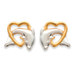 Les Tr&eacute;sors De Lily [N0023] - Boucles Plaqu&eacute; Or 'Dauphins d'Amour' dor&eacute; argent&eacute; - 8x8 mm kuld