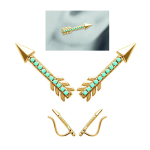 Les Tr&eacute;sors De Lily [N6246] - Boucles contours d'oreilles plaqu&eacute; or 'Navajos' turquoise dor&eacute; (fl&egrave;ches de Cupidon) - 18x3 mm kuld