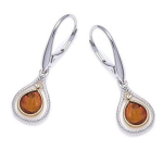 Les Tr&eacute;sors De Lily [P3313] &ndash; h&otilde;bedane Dormeuses 'Inspiration' merevaigukollane konjak h&otilde;bekuld (roodiumiga kaetud) &ndash; 13x10 mm pruun