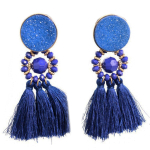 Les Tr&eacute;sors De Lily [P7571] - Boucles Cr&eacute;ateur 'Tahitienne' bleu dor&eacute; - 90x50 mm sinine