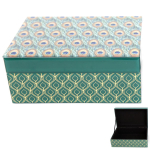 Les Tr&eacute;sors De Lily [R0925] - Coffret &agrave; Bijoux verre 'Paons' vert - 20. 5x13x8 cm roheline