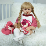60 cm silikoonist pehmest vin&uuml;&uuml;list Reborn Baby Doll Elutruu blondide juustega printsessnukk T&uuml;drukutele Brinquedos s&uuml;nnip&auml;evakingitus m&auml;ngunuku m&auml;nguasjad 24 inch