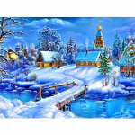 T&auml;ielik 5D isetehtud teemantmaal Ice Mountain Village teemanttikandid t&auml;ispistes ristpistes kodukaunistus k&auml;sitsi valmistatud kingitus 20x30cm