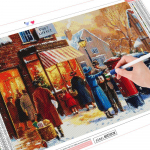 5D teemantmaali t&auml;nav t&auml;isnurkne/&uuml;mmargune puur Teemanttikandid Maastiku mosaiik Talvine kivikivikomplekt Kodukaunistus Full Round 20X30CM