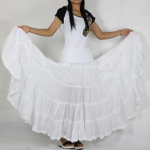 Naiste pikad seelikud, kommid, v&auml;rvid, puuvillased Falda, naiste vabaaja rannas Bohemia volangid Maxi seelik one size valge