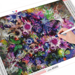 5D-teemantmaal Lilled t&auml;isruudukujulised &uuml;mmargused teemanttikandid ristpistes liblikas kividest piltkaunistus Full Round (20X30CM)