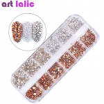 1440 tk. Erinevad suurused Rose Gold H&otilde;bedane Opaal Flatback Nael Rhinestone K&uuml;&uuml;nte ehted K&uuml;&uuml;nekaunistus SS4/6/8/10/12/16