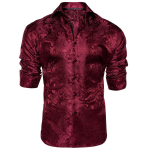 Paisley s&auml;rk meestele Veinipunane Sinine Roheline Hall Paisley S&auml;rk Siidist pikkade varrukatega s&auml;rk &Auml;rip&auml;evas&auml;rgid XXXL punane