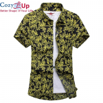 Cozy Up Meeste Lilletr&uuml;kiga &otilde;hukesed l&uuml;hikeste varrukatega s&auml;rgid Suvised Hawaii Puhkusepidu Juhuslik Punane Sinine Must S&auml;rk Camisa Masculina M kollane