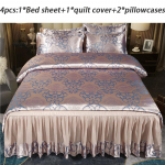 Luksuslik Satiin Jacquard 4-osalised voodipesukomplektid King Queen Twin Size tekikate Voodiriided Padjap&uuml;&uuml;rid Eemaldatav paks voodiseelik 180*200cm