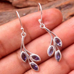 Looduslik Iolite Gemstone 925 Sterling h&otilde;be k&otilde;rvar&otilde;ngas K&auml;sitsi valmistatud ehted