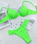 Bikiinid seksikad naiste ujumisriided naiste ujumisriided &uuml;hev&auml;rvilised stringid Brasiilia ujumisriided bikiinikomplekt bikiinid rannariided S roheline