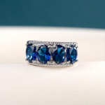 Bella Box Fashion Contracted Style Naiste s&otilde;rmused L&auml;ikiv sinine tsirkoon &Otilde;rnad Aksessuaarid Peole Naiste Esteetilised Ehted 6 sinine