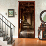 Maastikuga uksekleebised 3D Eemaldatavad Vinilos Para Puertas Kleepuv tapeet Kunstseinamaalingud uste jaoks Biblioteek Kaasaegne kodukaunistus ZMT-401