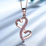 Gica Gema uued ehted S925 Sterling h&otilde;bedane roosikulla topelt s&uuml;damega moodne temperament kaelakee naistele peen k&otilde;rgekvaliteediline ehe kingitus s&otilde;brap&auml;evaks 925 Silver