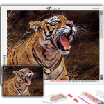 Teemantmaaling Loomade tiigri teemantmosaiik k&auml;sit&ouml;&ouml; teemanttikandid Full Round 20X30CM