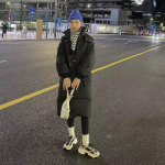 Uus mood S&uuml;gistalvine Naiste Talve kapuutsiga suur tasku L&auml;ikiv pikk soe mantel Lady Puffer jope Puuvillane polsterdatud vatiga mantel XXL beež