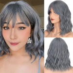 XINRANi naiste moodne l&uuml;hike Bob laineline parukas naturaalsete tukkidega s&uuml;nteetilisest kiust &otilde;lapikkusega roheline igap&auml;evane Cosplay parukas 30 CM