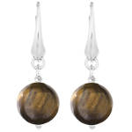 Lily-Crystal [R5987] - K&auml;sit&ouml;&ouml;na valmistatud h&otilde;bek&otilde;rvar&otilde;ngad  Mineralia  h&otilde;bedane tiigrisilm - 12 mm pruun