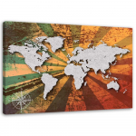 Feeby l&otilde;uenditr&uuml;kk, hall vintage maailmakaart 60x40 oranž