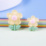 10 tk Laste lilledega juuste aksessuaarid Lahtised helmed n&auml;gu helendavad lilleplaastrid kreemliim V&auml;rske viie kroonlehega mobiiltelefoni korpuse materjal Small Size kollane