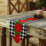 J&otilde;ulut&auml;he laualipp Must-valgeruuduline laualipp Laud Pulmad J&otilde;ulup&auml;evakaunistus Koduaksessuaarid 150x33cm