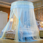 Kvaliteetne Euroopa kuppellagi s&auml;&auml;sev&otilde;rgu kr&uuml;pteeringuga k&otilde;rgendatud Princess Palace &uuml;mmargune voodikardin kahekohalise 1,8-meetrise voodikatte jaoks 1.2m (4 feet) bed kollane/sinine