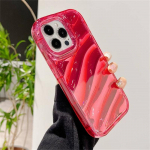 Luksuslik laserlaineline l&auml;bipaistev &uuml;mbris iPhone'ile 14 13 12 11 Pro Max X XS XR 8 7 Plus SE 2022 Candy Soft p&otilde;rutuskindel kaitseraua kate iPhone 14 Pro Max punane