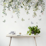 Butterfly Dance Lilled Seinakleebised P&otilde;hjamaade V&auml;ikeste V&auml;rskete Roheliste Lehtedega Katusekleebis Elutoa Diivani Magamistoa Dekoratsiooni Seinakleebis 30x90cm mitmev&auml;rviline