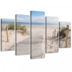 Viieosalise pildiga l&otilde;uenditr&uuml;kk Beach Sea 100x70 sinine