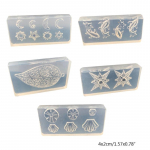 Ehete valmistamine 5 tk/komplekt Kristall-epoks&uuml;vaiguvorm, lilled merit&auml;ht, k&uuml;&uuml;nte nikerdamine kaunistused, silikoonvorm isetegemise &scaron;abloon