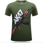 Meeste l&uuml;hikeste varrukatega T-s&auml;rk AK 47 p&uuml;ssprintimine vabaaja naljakas O-kaelusega s&auml;rk punk meeste T-s&auml;rk suur T-s&auml;rk L