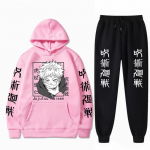 Meeste komplekt Anime Jujutsu Kaisen Gojo Satoru kapuutsiga p&uuml;ksid vabaaja 2tk meeste naiste unisex komplektid pikkade varrukatega moodsad dressipluusid S