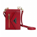 Samsung Galaxy Z Flip 5 Z Flip 4 Z flip 3 5G &uuml;mbris Luksuslik kaardipesa hoidja Crossbody kaelapaela &uuml;mbris Moodne t&otilde;mblukk nahast tagakaas karkasa Samsung Z flip 3 punane