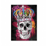 Pop-grafitikunsti pealuu krooniga plakatite ja v&auml;ljatr&uuml;kkidega Abstraktne t&auml;navaseinakunsti pilt baari elutoa kodukaunistamiseks 21X30cm No Frame