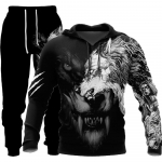 Wolf 3D tr&uuml;kitud kapuutsiga riided &uuml;likond p&uuml;ksid &uuml;likond meeste kevad- ja s&uuml;gise vabaaja kampsun Pullover meeste dressikomplekt mood meeste jaoks 5XL
