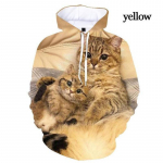 Isikup&auml;ra lahedad dressipluusid Pullover 3D Cat Print Hoodie Meeste/naiste mood pikkade varrukatega kapuutsid 4XL