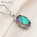 Moodne roosikulla v&auml;rvi luksuslik suur ovaalne kristallist ripats kaelakee naistele pulmadeks Elegantsed kuupmeetrist tsirkooniumoksiidist ehted