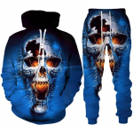Isiksus gooti pealuu 3D prindiga kapuutsiga p&uuml;kste komplekt meeste/naiste naljakas Halloweeni t&auml;navar&otilde;ivaste riietus&uuml;likond hiphop 2-osaline spordidress 6XL