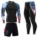 Meeste kamuflaaž talveriiete Spordi termopesu komplekt Kokkusurutud nahaga sukkp&uuml;ksid pikad Johns Meeste termiline 3-osaline spordikomplekt M sinine